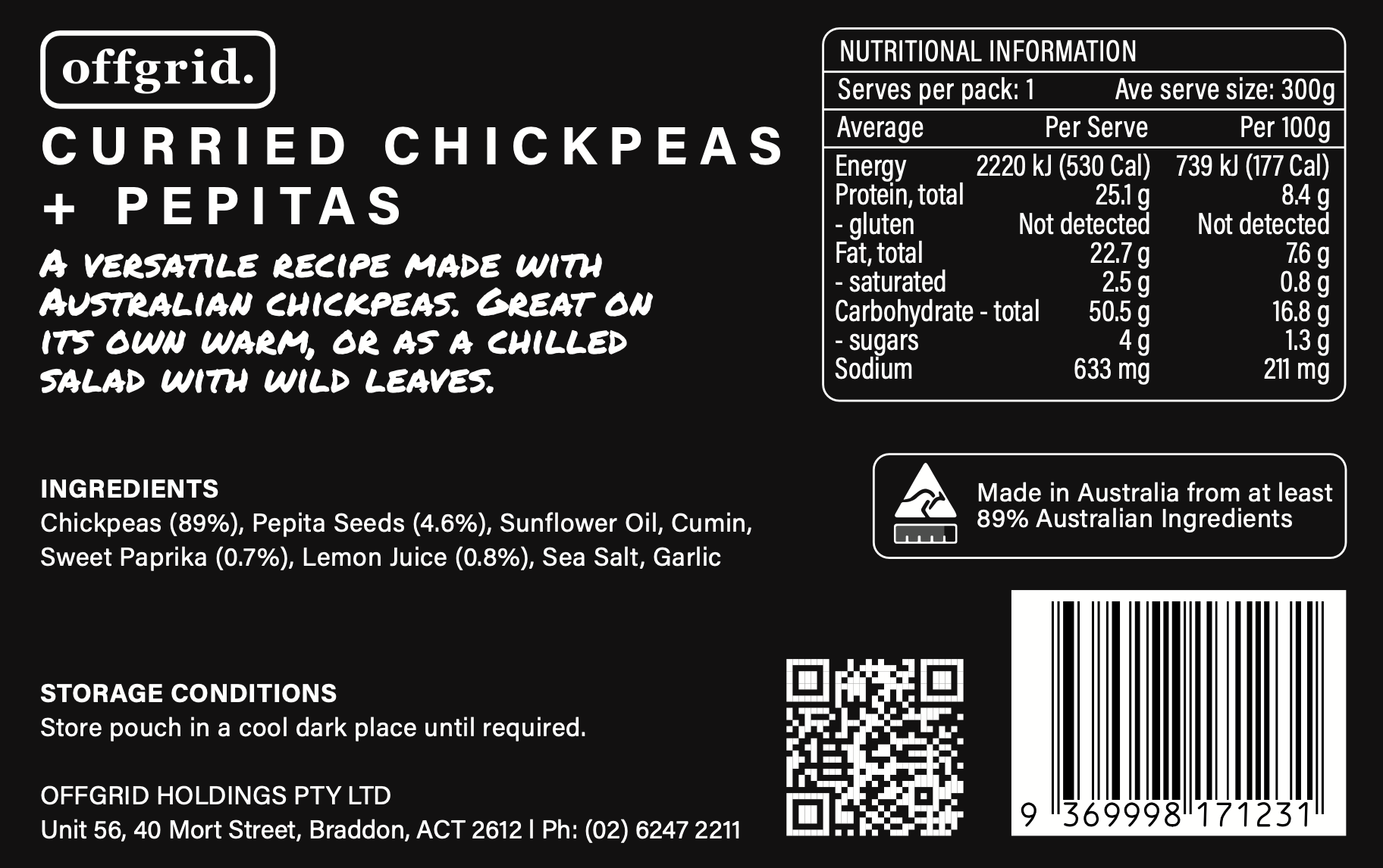 Offgrid curried chickpeas & pepitas - 300gr